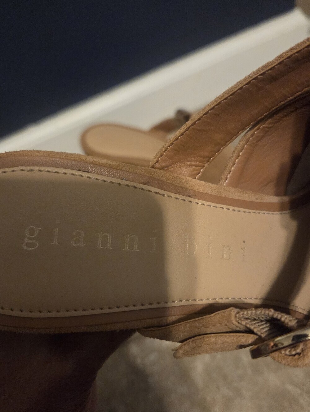 Gianni Bini Womens Sotelo Brown Leather Buckle Chunky Heel Platform Clogs. Sz 11 - Picture 10 of 11